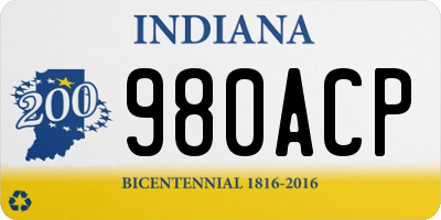IN license plate 980ACP