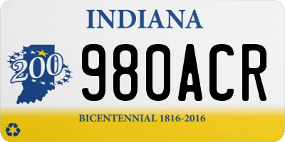IN license plate 980ACR