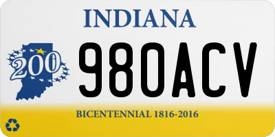 IN license plate 980ACV