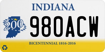 IN license plate 980ACW