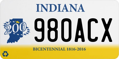 IN license plate 980ACX
