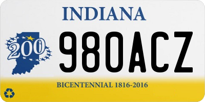 IN license plate 980ACZ