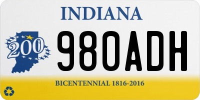 IN license plate 980ADH