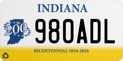 IN license plate 980ADL