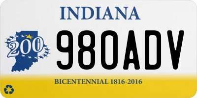 IN license plate 980ADV