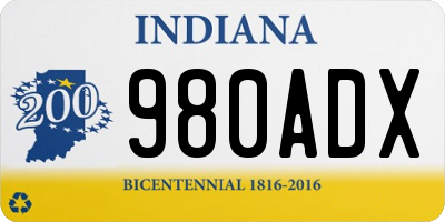 IN license plate 980ADX