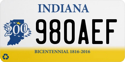 IN license plate 980AEF