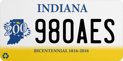 IN license plate 980AES