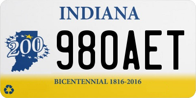 IN license plate 980AET