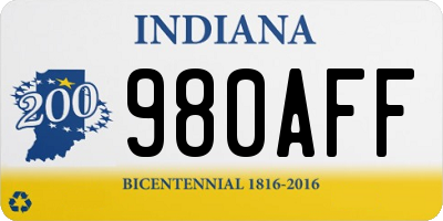 IN license plate 980AFF