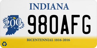 IN license plate 980AFG