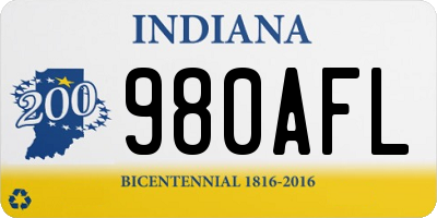 IN license plate 980AFL