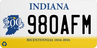 IN license plate 980AFM