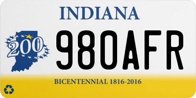 IN license plate 980AFR