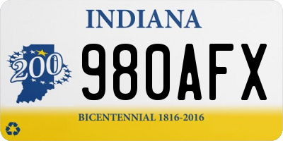 IN license plate 980AFX