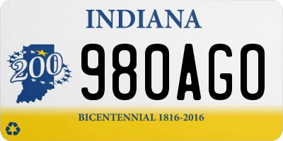 IN license plate 980AGO