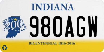 IN license plate 980AGW