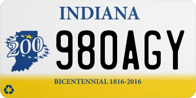 IN license plate 980AGY