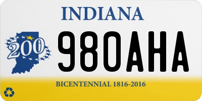 IN license plate 980AHA