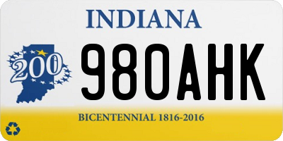 IN license plate 980AHK