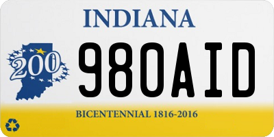 IN license plate 980AID