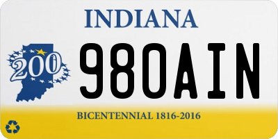 IN license plate 980AIN