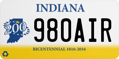 IN license plate 980AIR