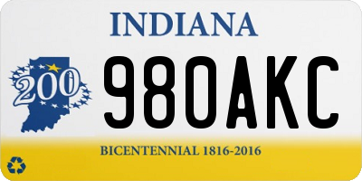 IN license plate 980AKC
