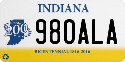 IN license plate 980ALA