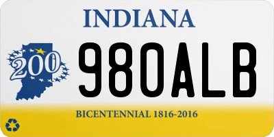 IN license plate 980ALB