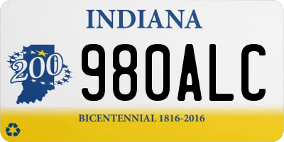 IN license plate 980ALC