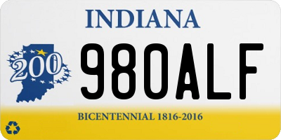 IN license plate 980ALF