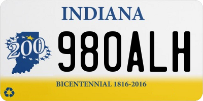 IN license plate 980ALH