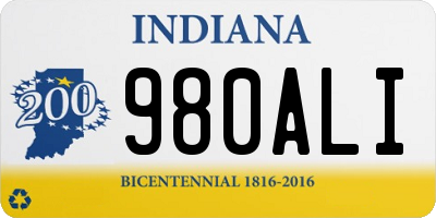 IN license plate 980ALI