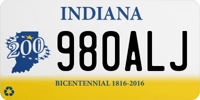 IN license plate 980ALJ