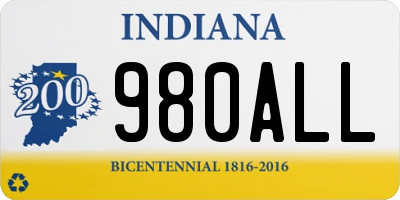 IN license plate 980ALL