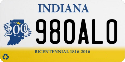 IN license plate 980ALO