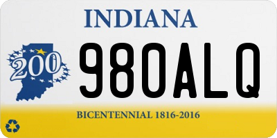 IN license plate 980ALQ