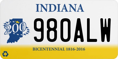IN license plate 980ALW