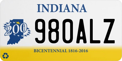 IN license plate 980ALZ