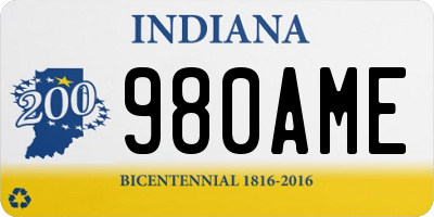 IN license plate 980AME