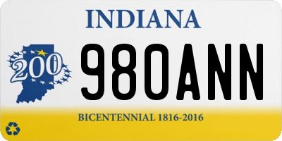 IN license plate 980ANN