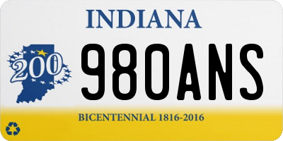 IN license plate 980ANS