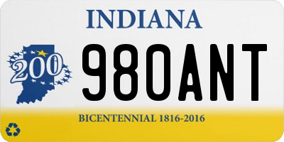 IN license plate 980ANT