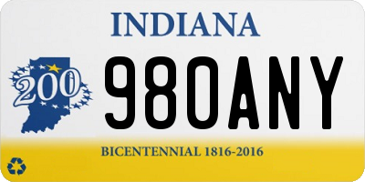 IN license plate 980ANY