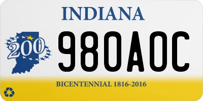 IN license plate 980AOC