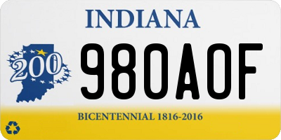 IN license plate 980AOF