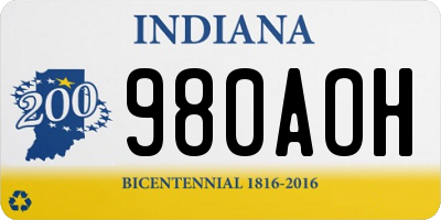 IN license plate 980AOH