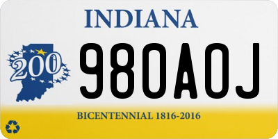 IN license plate 980AOJ
