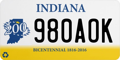 IN license plate 980AOK